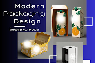 create a label, box, sticker, and packaging designs