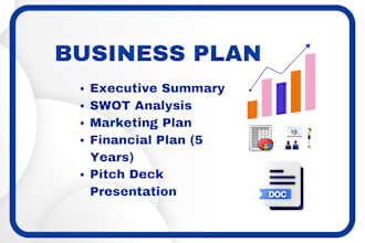 create a business plan with marketing, financial models and presentation