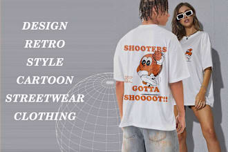 design retro style cartoon streetwear clothing