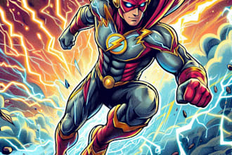 draw a amazing superhero character and cartoon portrait