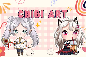 draw cute anime chibi character for pfp, sticker, stream
