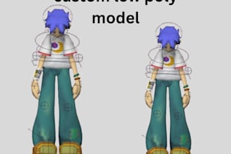 do game 3d retro, ps1, n64, psx, low poly model, style character and rig