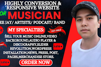 design a music website for artist, podcast, band, episode, dj