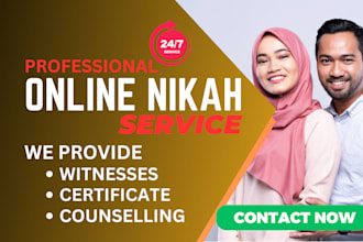 be your online nikah imam, provide witnesses, wali and acertificate