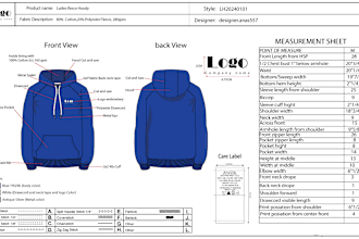design hoodie clothing tech pack cad blueprint technical sketch