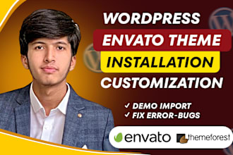 install, customize themeforest, envato elements wordpress theme, and demo import