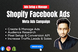 setup shopify facebook ads, meta ads campaign for lead and sales