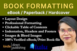 do ebook formatting, paperback formatting, layout design for amazon kdp