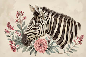 draw an animal and botanical illustration