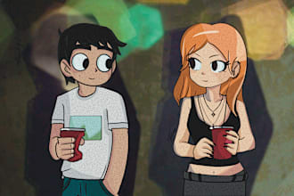 draw you in scott pilgrim comic art and anime style
