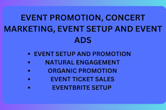 event promotion, concert marketing, webinar promotion, event setup and event ads