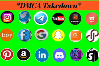 remove copyright amazon, reddit,fb, tiktok,x, google,ig, shopify,etsy,under dmca