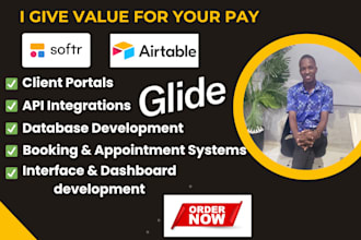 build your softr airtable glide adalo database website design client portal