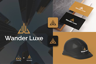 minimalist modern property, contruction  logo design