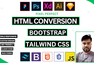 convert figma to html psd to html xd to html responsive bootstrap css