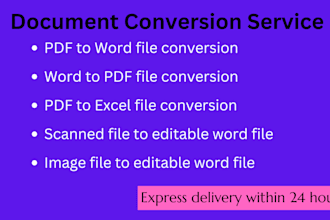 do data conversion from pdf to word, image and scanned file to word
