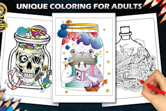 design customized adult coloring book interior and cover for amazon kdp and etsy