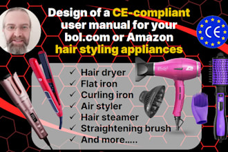 write ce compliant user manual for hair styling devices for bol amazon products