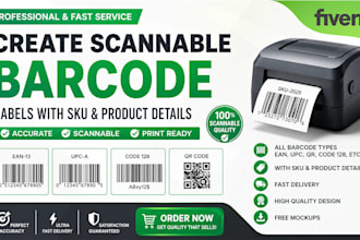 design retail ready barcode labels with sku and product details