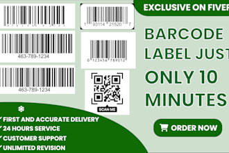 design barcode label with sku in 10 minutes and other detail