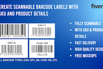 design retail ready barcode label with sku product details