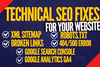 on page technical SEO fixes with schema markup, sitemap and robots txt