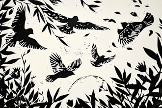 create artistic linocut illustration in my style