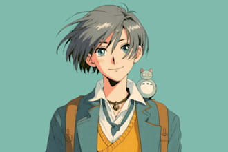 draw aesthetic character, retro anime, line art