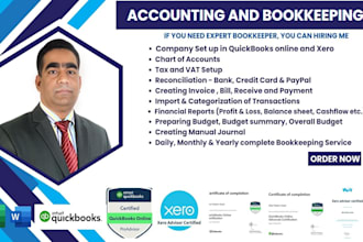 do setup, clean up, bookkeeping with quickbooks and xero