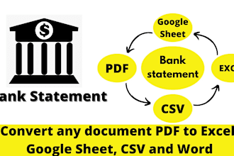 convert bank statement from pdf to csv, excel for accounts
