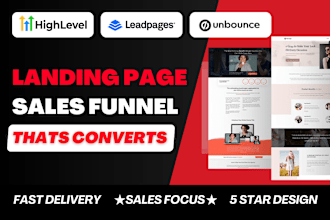 build landing page or funnel using unbounce, gohighlevel, carrd and leadpages