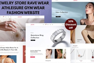 custom jewelry store rave wear athleisure gym wear fashion website