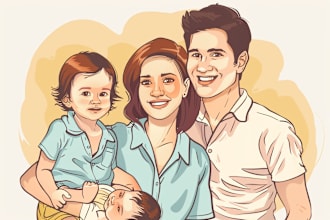 draw a vector art family portrait