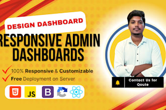 design modern dashboard, landing page, and website in html css js and react js