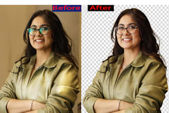 cut out images, remove glare, reflection and headshot retouching