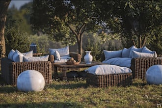 create photorealistic 3d furniture design couch , chair and render