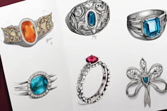 draw a beautiful fashion jewelry design sketch