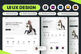 do UX UI design figma website design app design, prototypes wireframes
