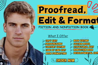 expertly proofread edit, format fiction novel, nonfiction book