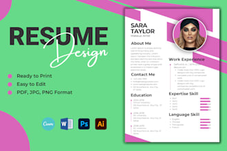 design a professional resume, CV, and portfolio
