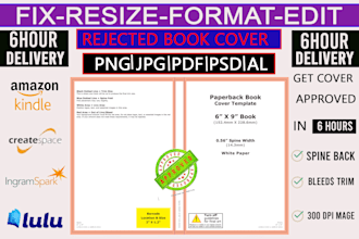 fix error, edit, modify, resize, format, edit book cover, amazon KDP manuscript