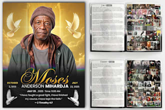 design obituary, funeral program, memorial card, funeral flyer
