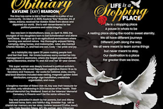 design a beautiful obituary program in 12 hours