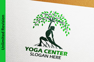 create beautiful yoga center logo with mockup
