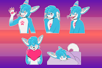 draw custom furry stickers for discord or telegram stickers