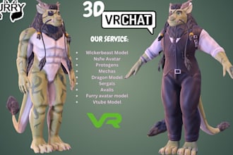 do custom vrchat avatar, furry avatar, 3d model, vr character, nsfw, dps