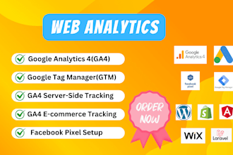 setup web analytics, tag manager, ga4 server side tracking and fb pixel