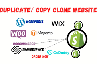 migrate wix wordpress godaddy magento woocommerce squarespace site to shopify