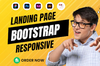 convert figma, xd, PSD to a responsive landing page using bootstrap5