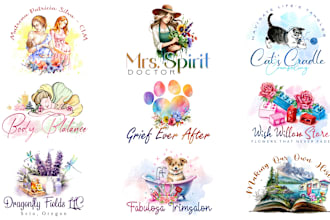 design signature, feminine, boho watercolor logo